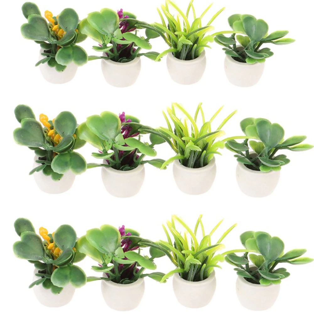 Miniatura Green Plant in Pot, Brinquedos para Móveis, Brincadeiras Pretendentes, Acessórios para Decoração, Novo, 1:12