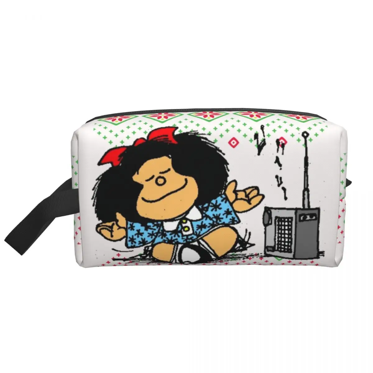 Trousse de toilette colorée de dessin animé Mafalda, trousse de toilette de Noël, trousse de rangement Dopp, trousse de maquillage cosmétique,