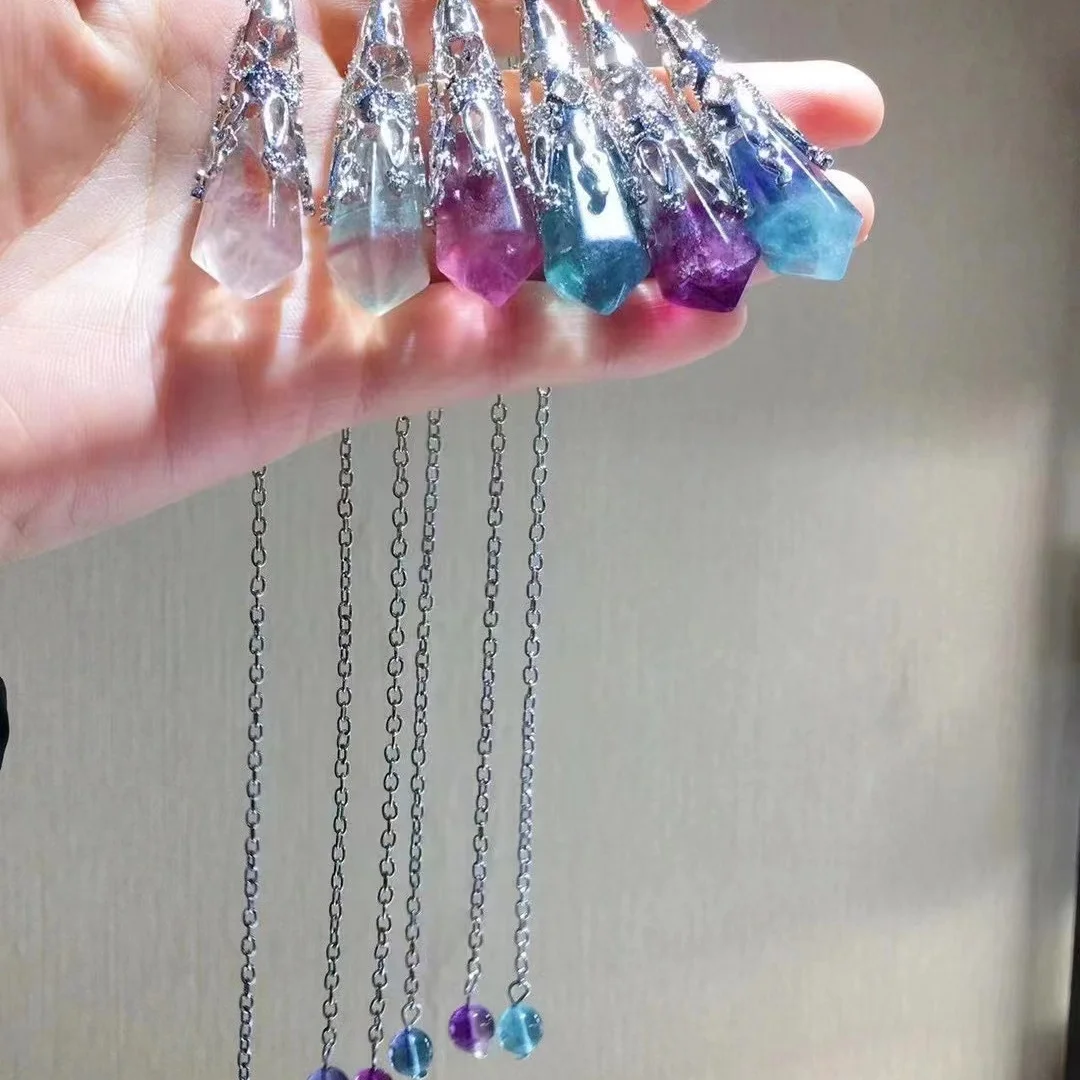 10pcs/bag natural random cute small fluorite point pendulum home decoration gift girl gift