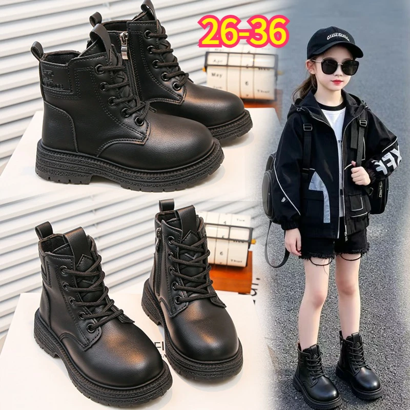 Boys Kids Fashion Ankle Short Boots All Season Boys Girls Leather Shoes Non-slip Boots Boys Footwear Toddler Children's Shoes
