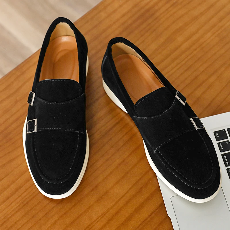 

Модные брендовые мужские удобные замшевые повседневные кожаные туфли с острым носком на весну, новые мужские дышащие лоферы на нескользящей мягкой подошве