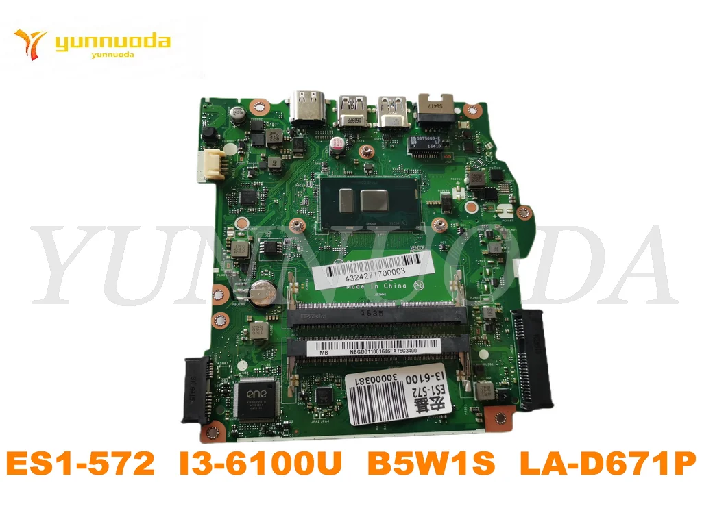 B5W1S LA-D671P For Acer ES1-572 laptop motherboard with  i3 i5 i7 6th Gen cpu 100% tested