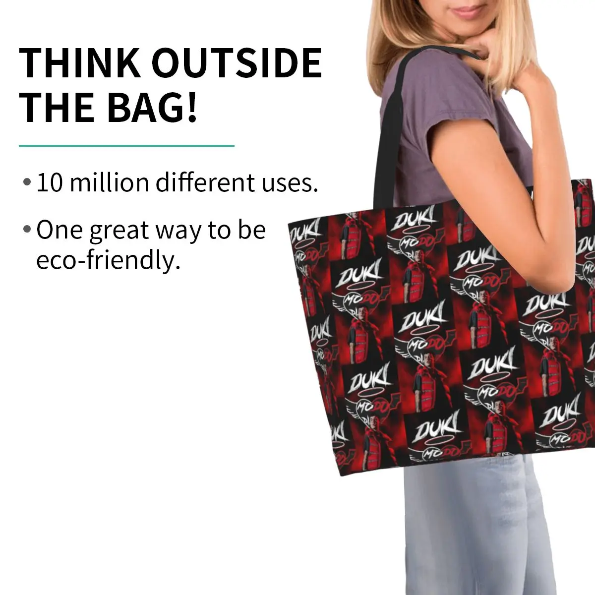 Duki Singer Rapper Accessories Shopping Tote Bag Canvas Large Capacity Shoulder Bags Shopper Grocery Handbag for Women