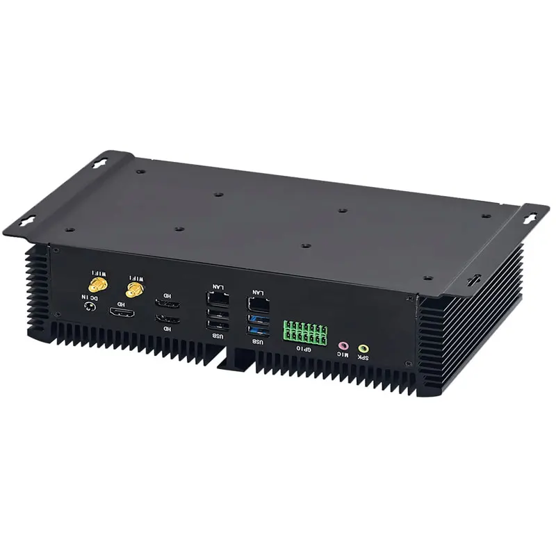 Mini computador Fanless industrial do PC, núcleo i7 de Intel, 10870H, i5, 10200H, vitória 10, 11 com 3 HDMI, 6 * COM, LAN duplo, computador de GPIO