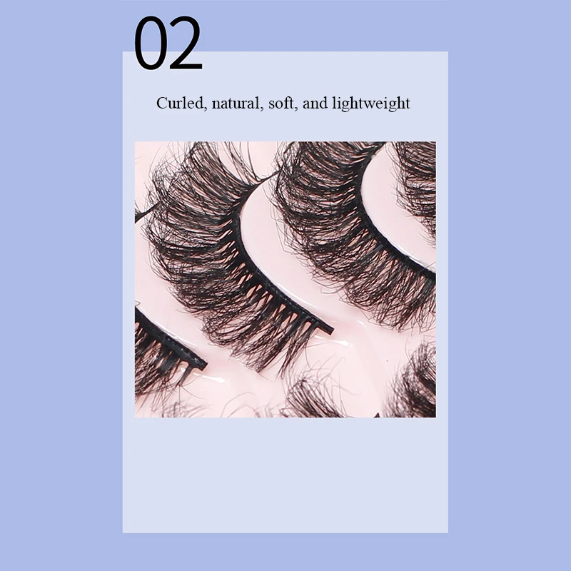 Natural Long 3D Mink Lashes, macio, curto Faux Lashes Handmade Fake Lashes Ferramenta de maquiagem diária Extensão dos cílios 10 pares, venda quente