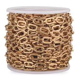 1 Meter Width 6mm Stainless Steel Plated Gold Curb O Chain Roll Cuban Chains for Jewelry Making Supplies DIY Necklace Wholesale