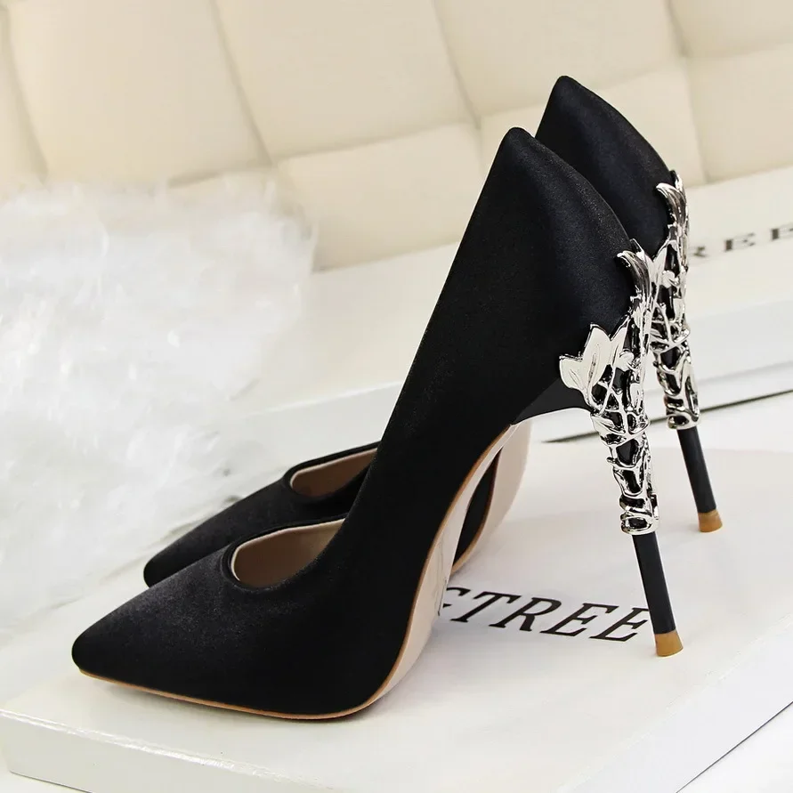 BIGTREE Women Shoes Spring Women Pumps Sequin Wedding Shoes Stilettos Metal Decoration  Heels Large Size 43