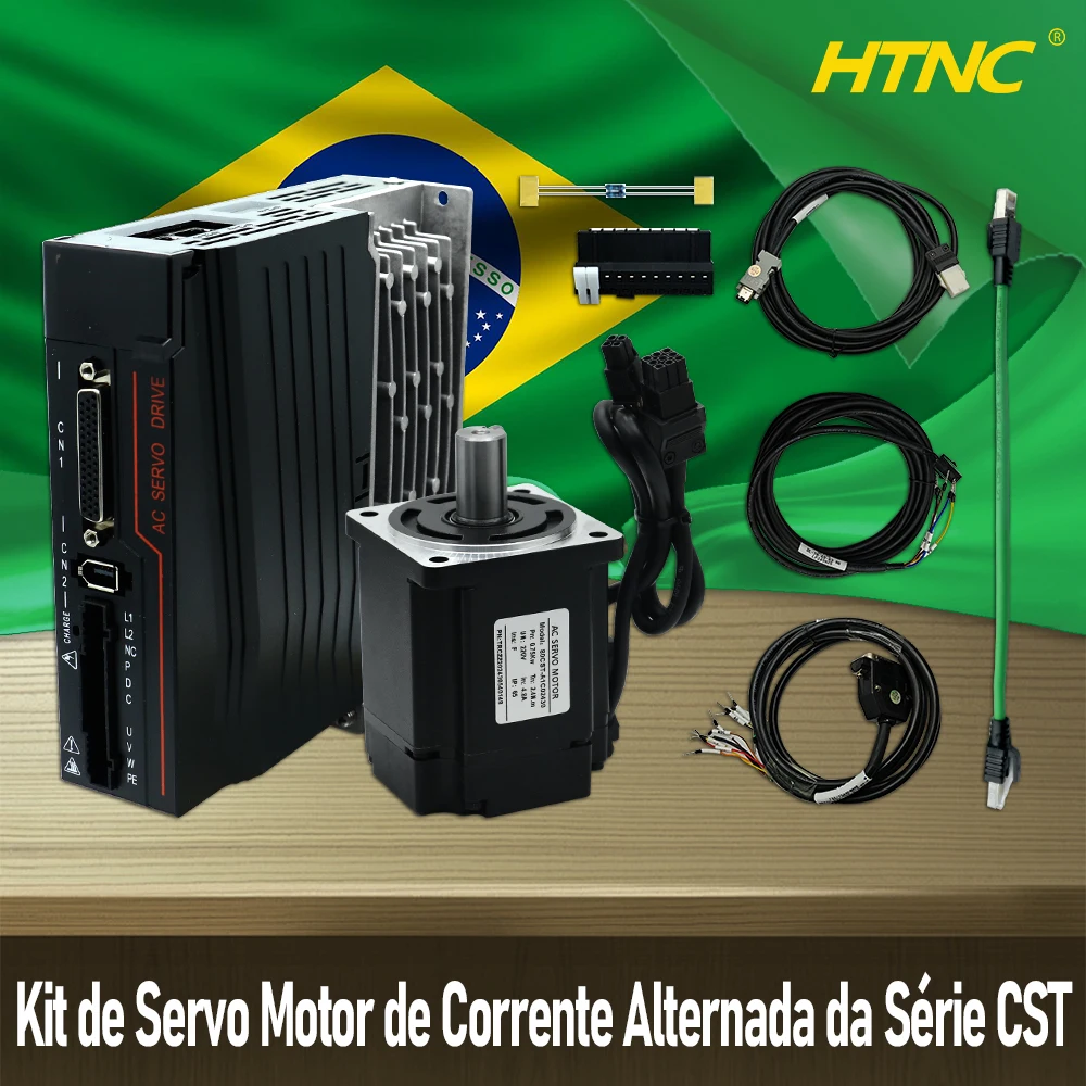 Brasilien Versand Servomotor 400W 750W 3000RPM 220V 17bit+ C30S Servotreiber 3M Kabel CNC Unterstützung Impuls 0-10V Analog Kein A B Z