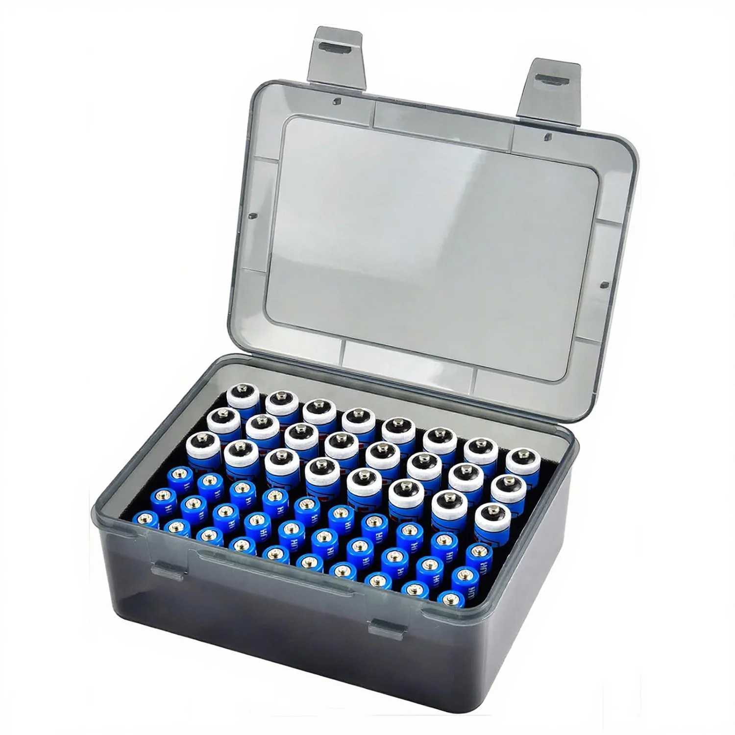 Battery Organizer Portable Battery Box with Buffer Sponge Plastic Battery Organizer Storage Case for 54 Batteries AA AAA