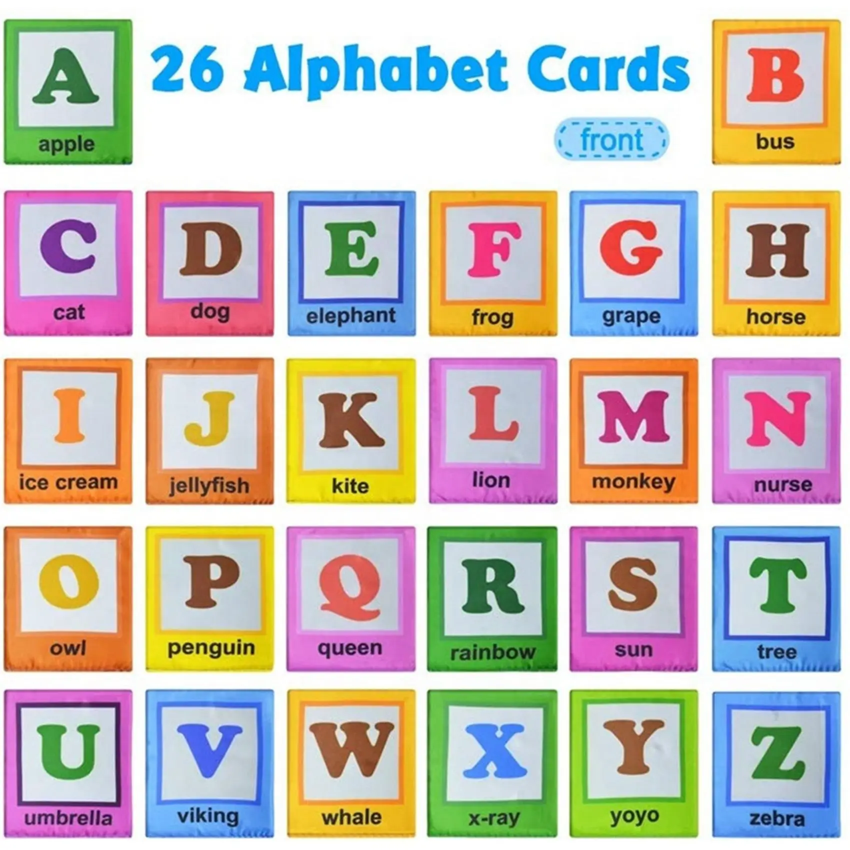 26Pcs Soft Alphabet Cards with Cloth Bag for Kids Infant Educational Early Learning Alphabet Toys Birthday Gift