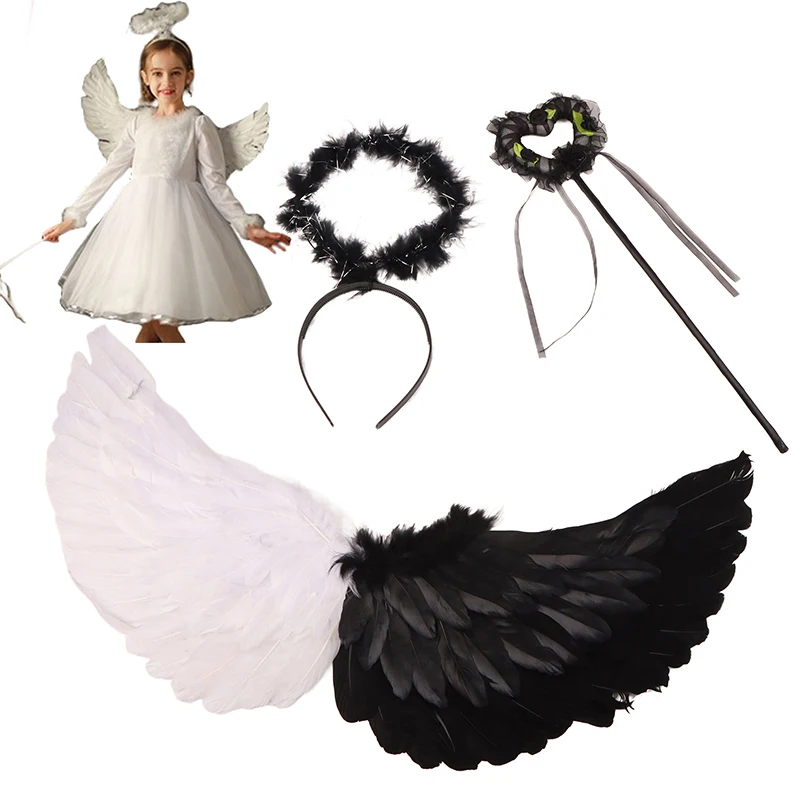 1PC Scene Layout Party Christmas Decor Angel Feather Wings Holiday Party Props Kids Women Girls Catwalk Performance Show