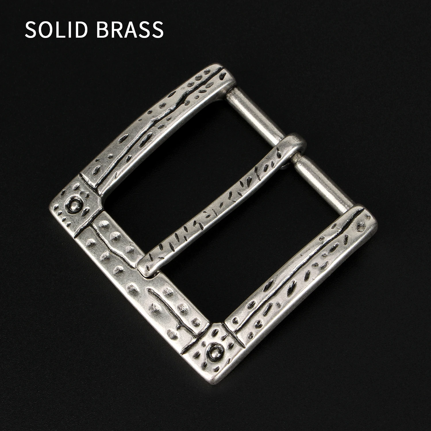 Men's 40mm Pin Buckle Solid Brass Embossed Waistband Head Real Silver-plated Leather Craft Belt Parts DIY Accessory for Men