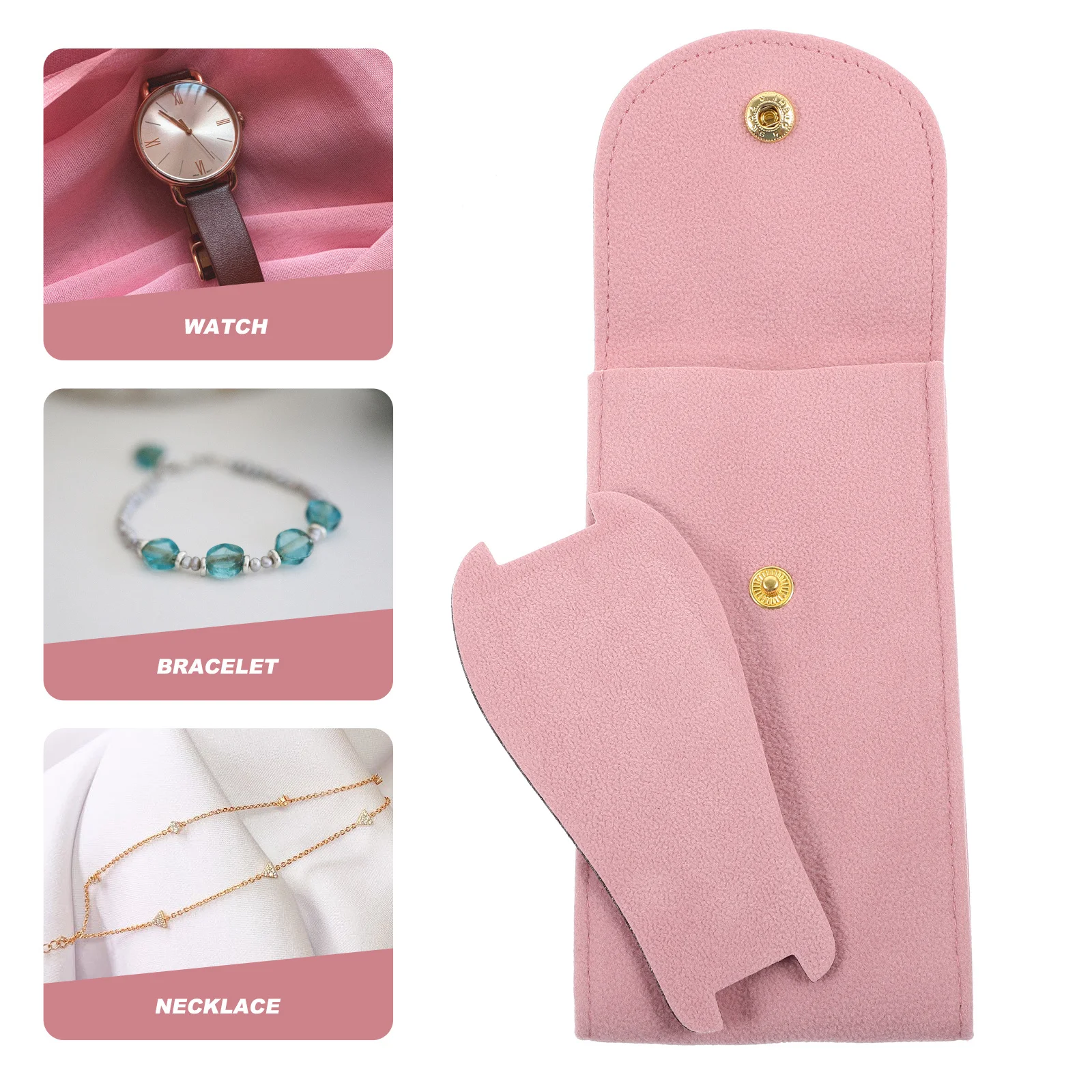 حقيبة تخزين لساعة السفر، منظم محمول، مادة لينت ناعمة، خدش بأحجام مختلفة، تصميم بزر كبس #1