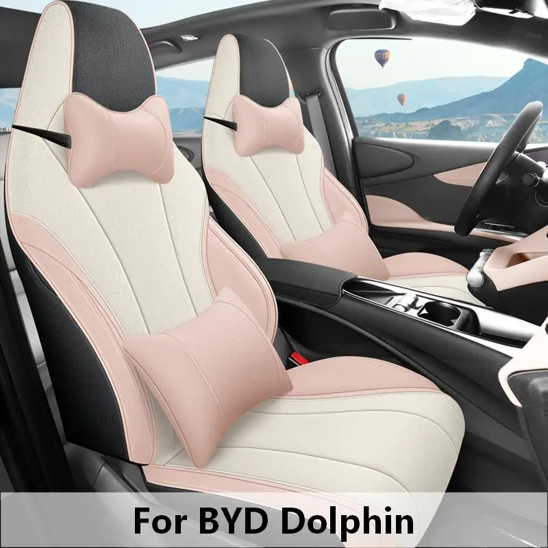5‑Seat Full Wrap Fabric Car Seat Covers Custom Fit for BYD Dolphin, Soft Breathable Auto Seat Protector