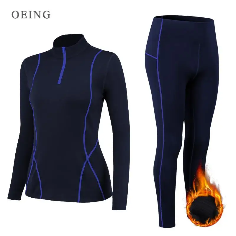 Traje de Yoga de lana térmica de invierno, conjunto elástico para correr, entrenamiento de gimnasio para mujer, camisa y mallas calientes, ropa deportiva, chándal deportivo para Fitness