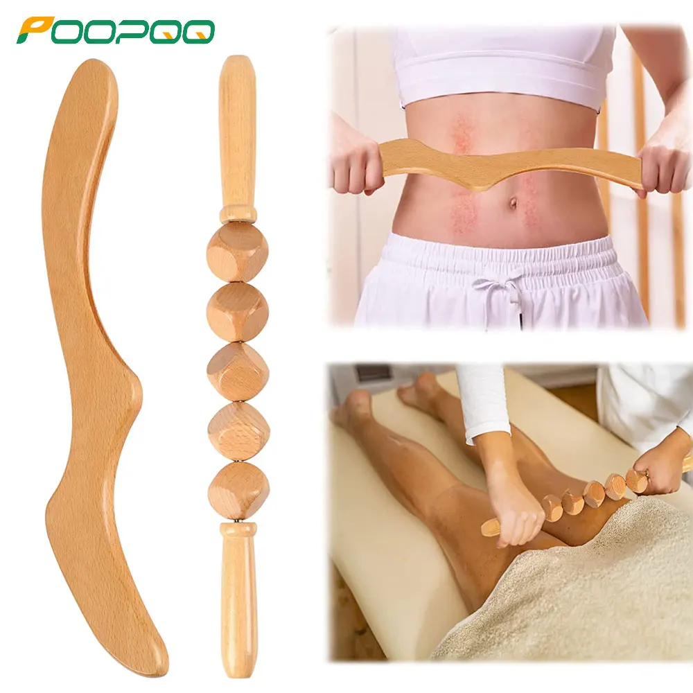 Holztherapie-Massage werkzeuge, hölzernes Lymphdrainage-Werkzeug Gua Sha Werkzeuge, Muskel roller Anti-Cellulite für die Madero therapie