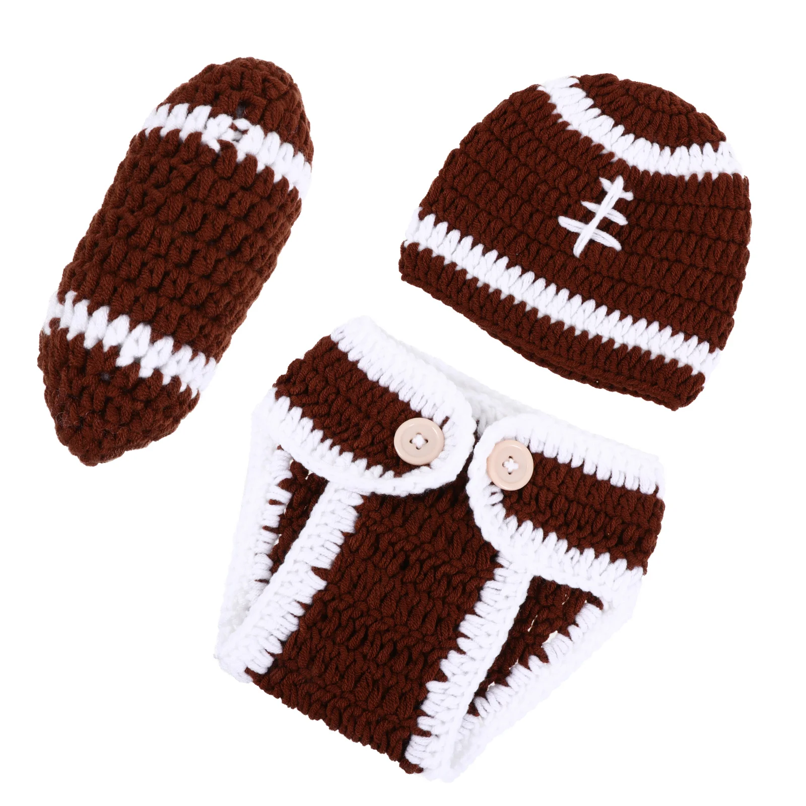 

Knitted Baby Costume Set Rugby Shorts Hat Newborn Lovely Photography Outfit Baby Shower Gift Lovely Outfits for Babies