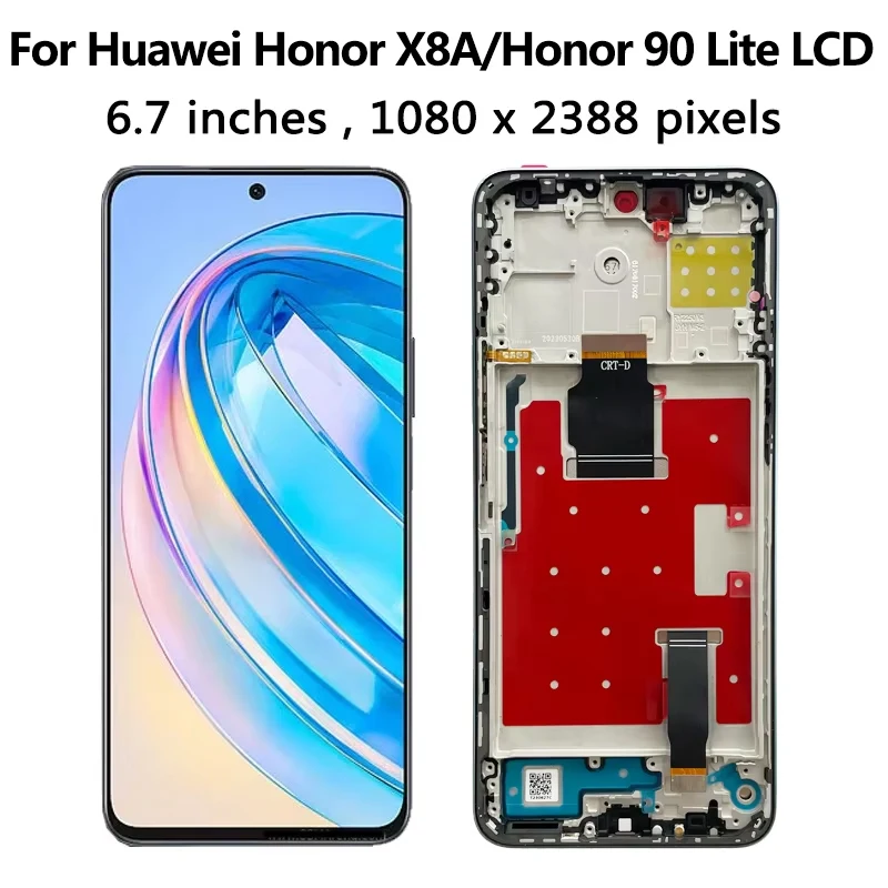 6.7“Display For Honor X8A X8a LCD CRT-LX1 LX2 LX3 Display Touch Screen Digitizer For Honor 90 Lite 90Lite  CRT-NX1 Display Frame