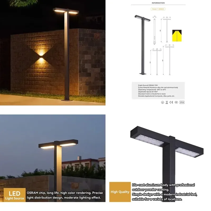 Retro Street Light Design 72W Luxury Waterproof Durable Garden Lamp Holder for Reference Only Customizable