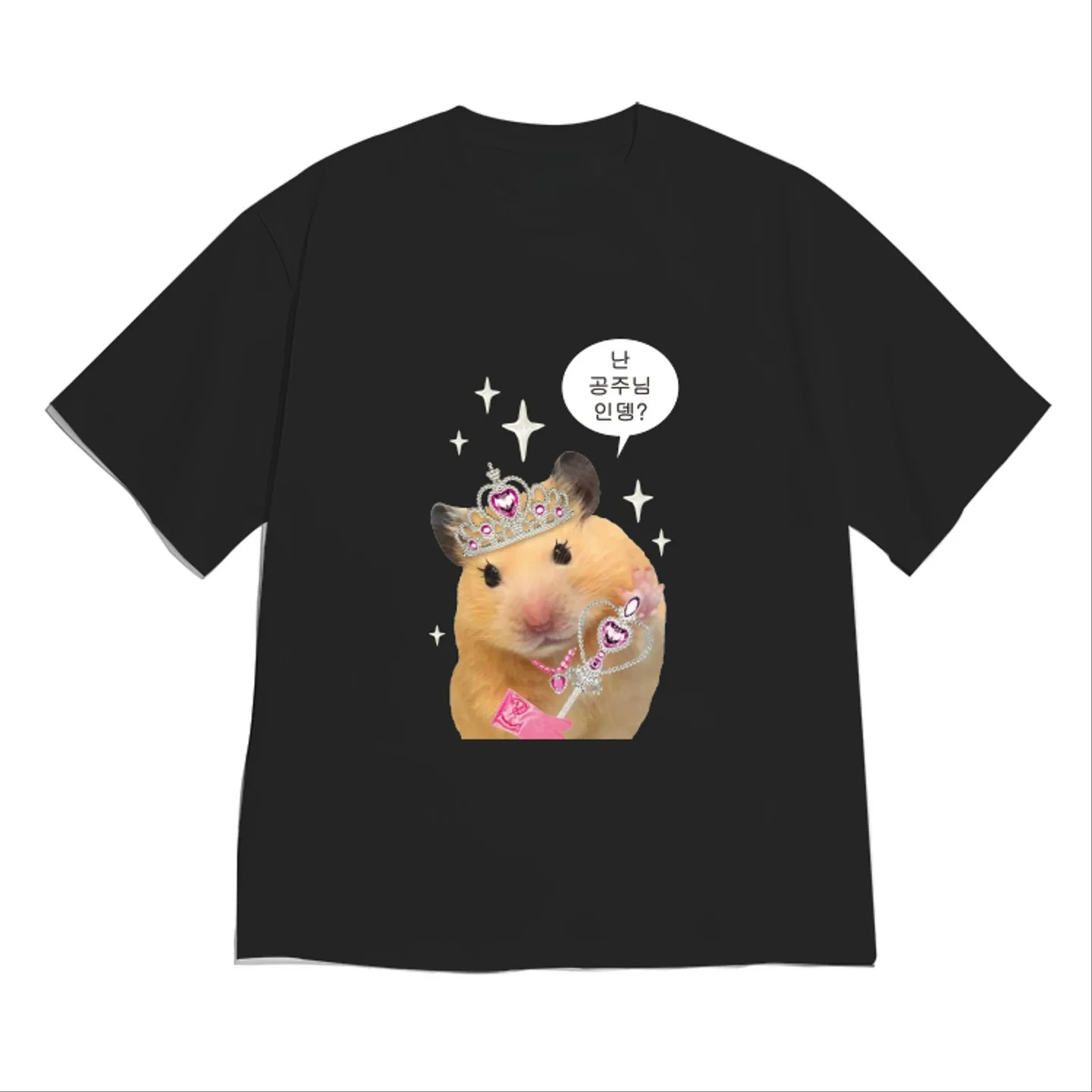 Funny Hamster Princess Meme Graphic T-Shirt for Women Girls Fashion Casual Short Sleeve Cute Tee Shirt Korean Style Versatile