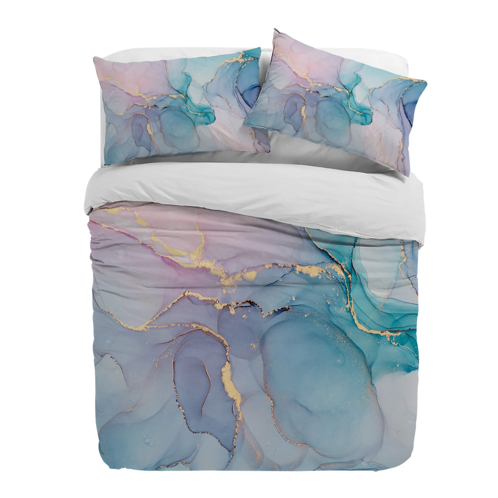

Marble Turquoise Pink Duvet Cover With Pillow Case Custom 3pcs Bedding Set Quilt Cover Double Bed Home Textile