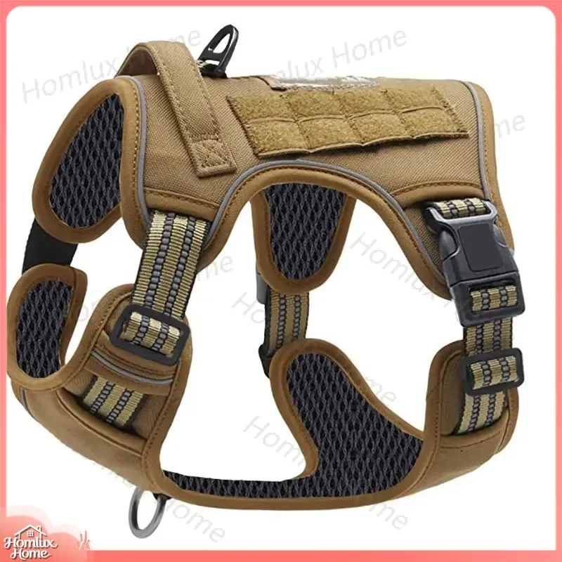 Large Dog Tactical Harness Heavy Duty Oxford Cloth Vest with Handle Adjustable No Pull Pet Leash for Outdoor Training Walking