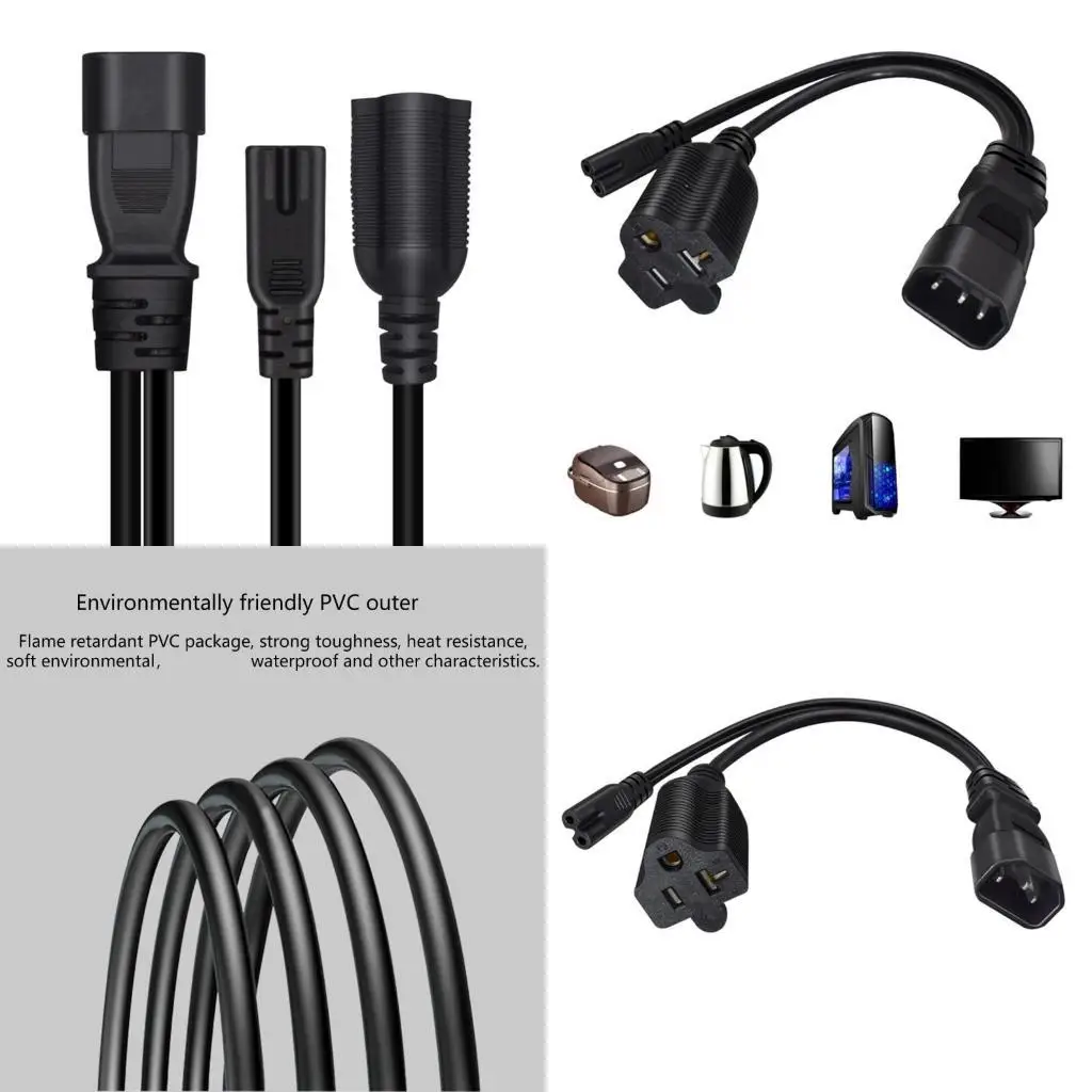 

Y1UB 10A IEC320 C14 to Double C7+5-20R Outlet Power Cord Splitter 0.32 Meter PVC Cord