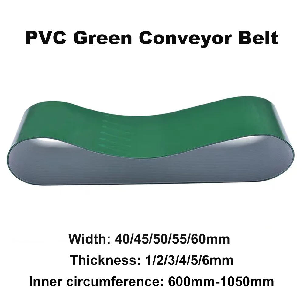 Green PVC Conveyor Belt Perimeter 600mm-1050mm width 40/45/50/55/60mm