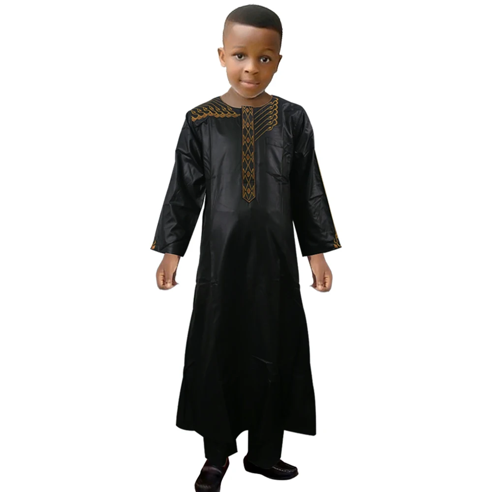 

Bazin Riche African Boy Clothes 2 Piece Sets Dashiki Shirt Set Turkey Nigerian Robe Suits Traditional Clothes Boy Attire