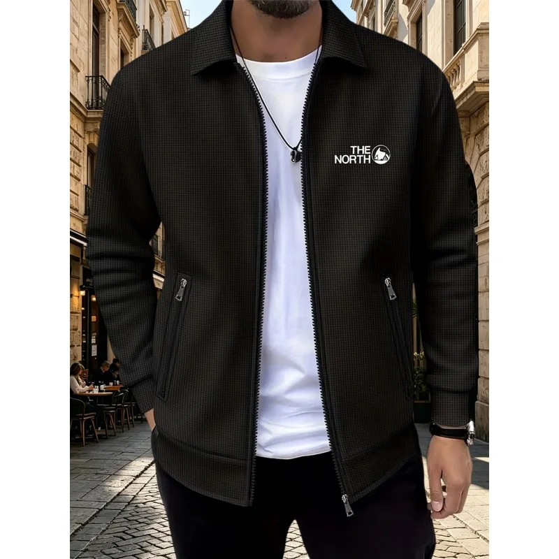2026 Spring And Autumn Men's Jacket Spring And Autumn Men's Classic Waffle Coat Versatile Cardigan