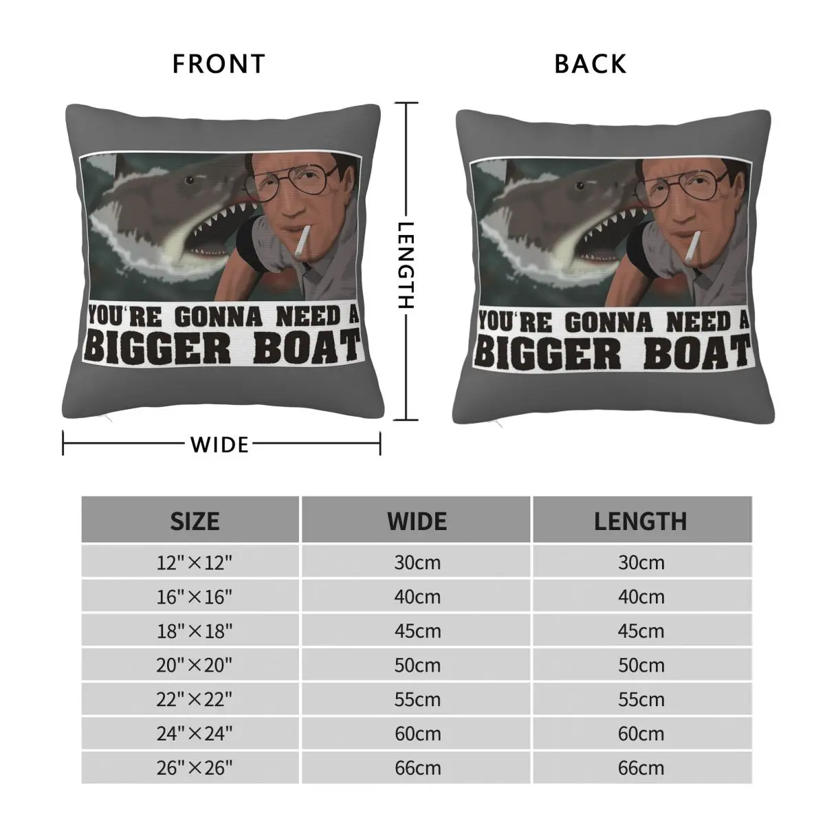 You're Gonna Need A Bigger Boat Jaws Square Pillowcase Polyester Linen Velvet Printed Zip Decor Pillow Case Home Cushion Case