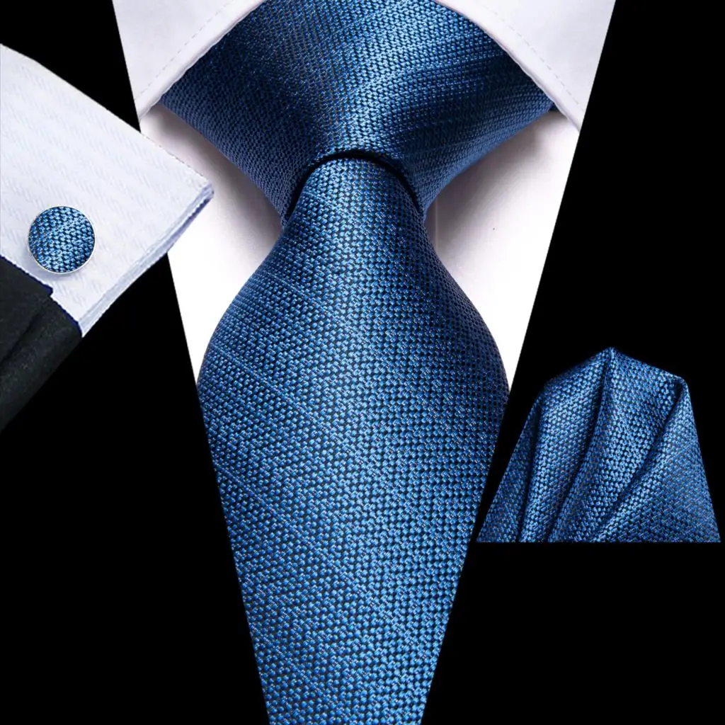 

Solid Royal Blue Silk Wedding Tie For Men Handky Cufflink Gift Men Necktie Fashion Business Party Dropship Hi-Tie Designer