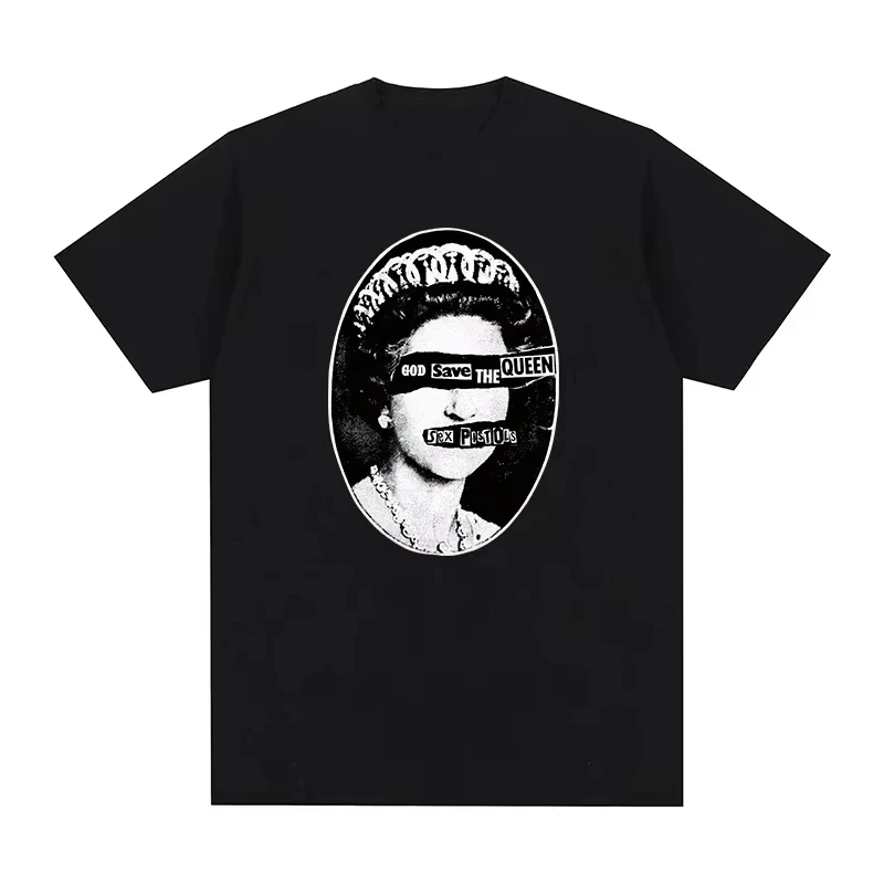 New Neutral Color Men's Crew Neck Cotton T-Shirt, God Save The Queen Graphic Tee for Sex Pistols Band Women And Men T-shirt