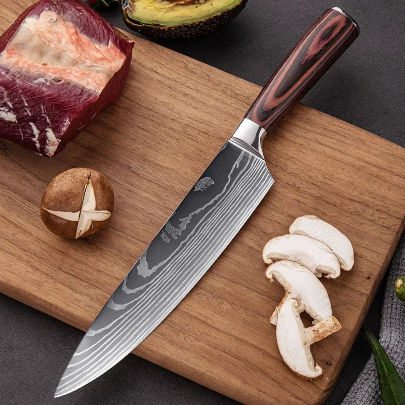 Professional Chef Kitchen Knives Japanese Santoku Slicing Utility Knife Stainless Steel Meat Cleaver Butcher Knife Kitchen Tool