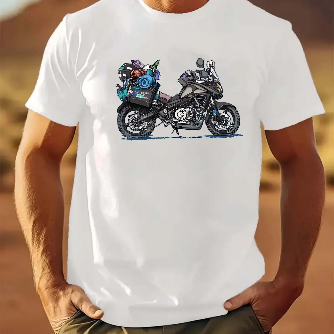 Mada Print Men Round Neck T-Shirt Comfortable Short Sleeve Shirt Stylish Pattern Print Is Suitable for Casual Everyday