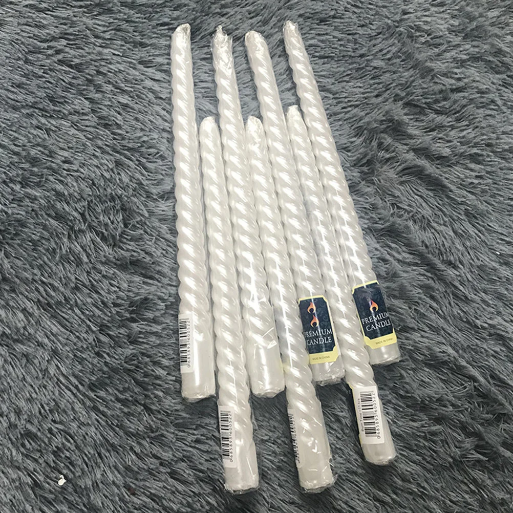 

6pcs Long Rod Paraffin Wax 25Cm Pearl White Thread Design Smokeless Oil-Free For Home Decor Wedding Party Portable