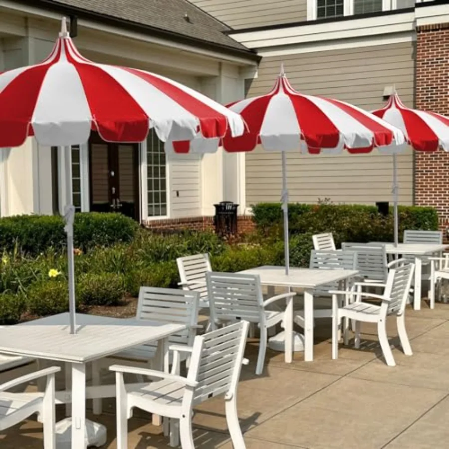 8Feet Patio Pagoda Umbrella for outdoor garden backyard use, polyester fabric with UV protection, beige color, heavy-duty steel