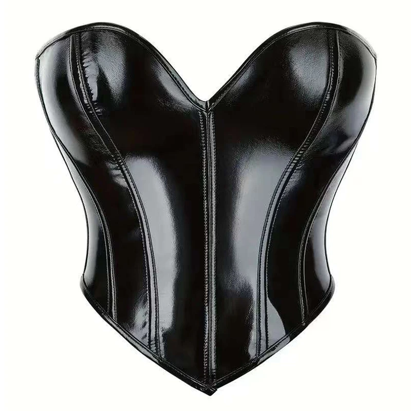 

Black Strapless Push Up Corset Gothic Corset Steampunk Pvc Leather Corset Top Womens Sexy Burlesque Costume 2025
