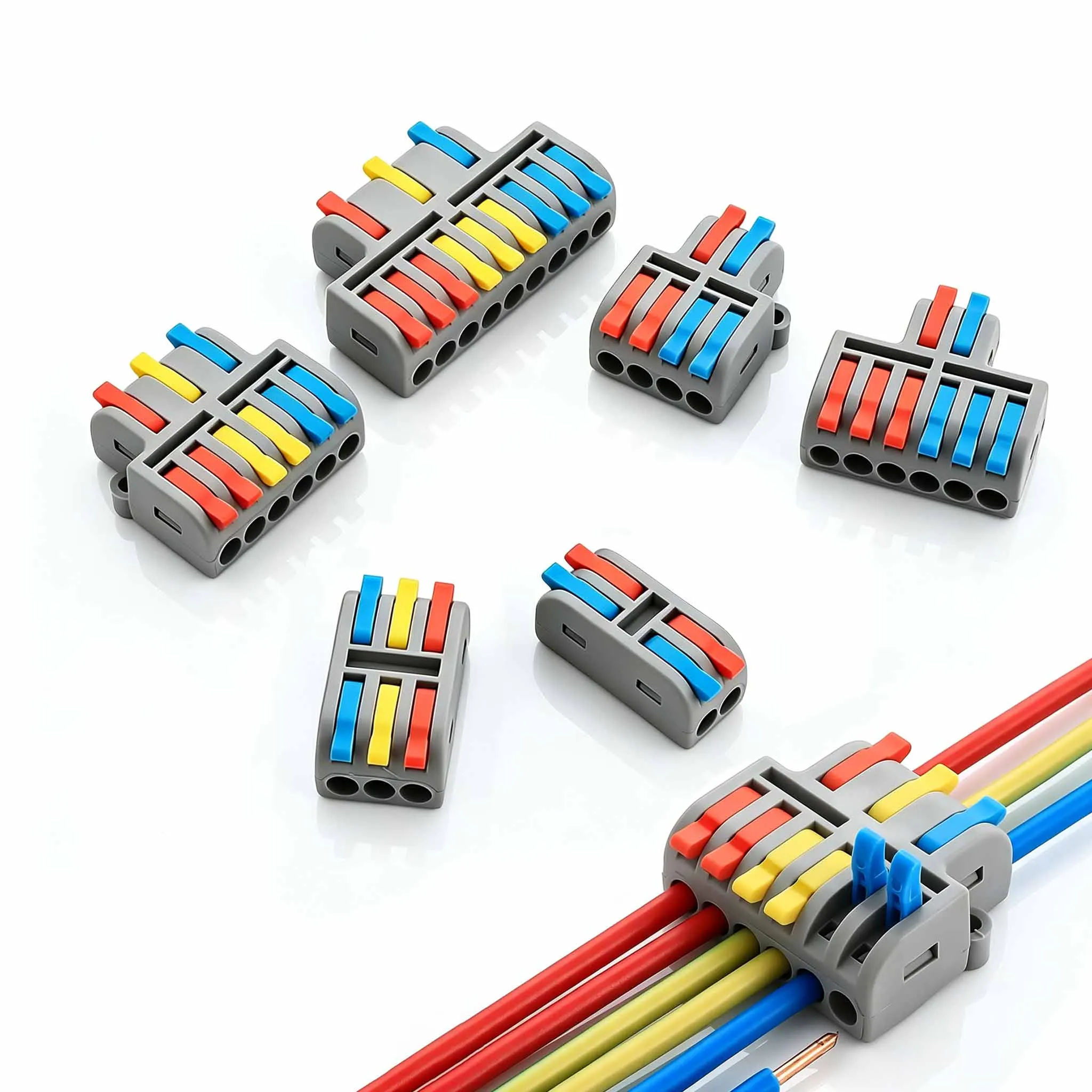 Push-in Quick Wiring Terminal Block Mini Compact Electrical Cable Connectors Universal Wire Splitter For Home Conductors