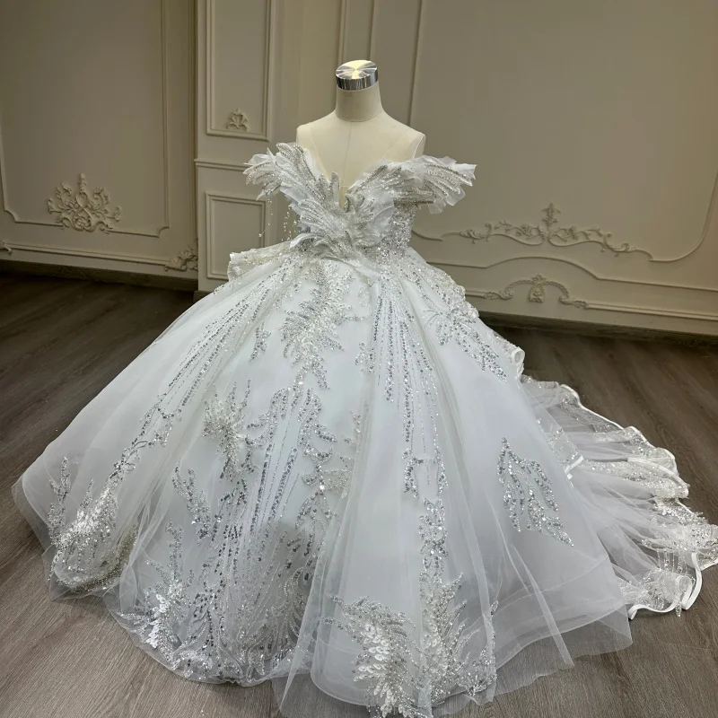 Vestido de noiva branco para crianças, cauda bonito e lindo