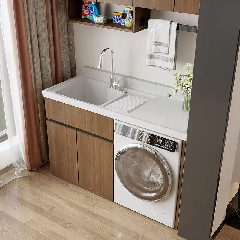 Yjq new Chinese honeycomb aluminum balcony washing machine cabinet laundry pool basin integrated cabinet
