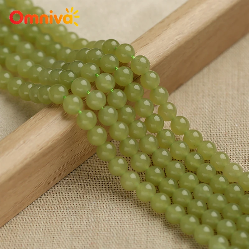 Natural Stone Hotan Jades Smooth Beads For Jewelry Making DIY keychain Crafts Accessories Handstring 15'' Wholesale 6/8/10/12MM - view 2