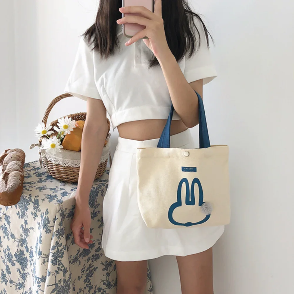 Bolso de mano delicado que combina con todo para mujer, bolsas de pato amarillo, compras de lona casuales con bolsa de almuerzo Simple, dulces para