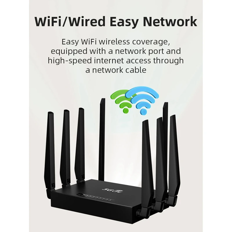 5G Industrial Grade Wifi Router 1200Mbps 5G CPE Detachable 8 Antenna Unlock Modem Portable Broadband Network WAN Durable EU Plug