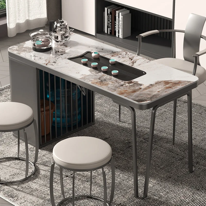 

Light luxury minimalist rock slab small apartment Italian minimalist designer balcony tea table and chair combination