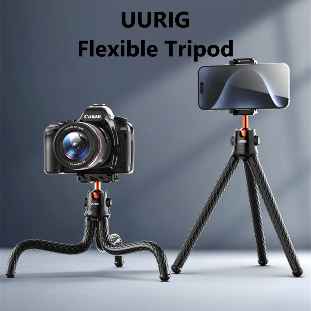 

2024 UURIG Flexible Tripod For Phone DSLR Camera Stand With Remote Control Mini Octopus Legs For iPhone 15 14 13 12 Gopro Camera