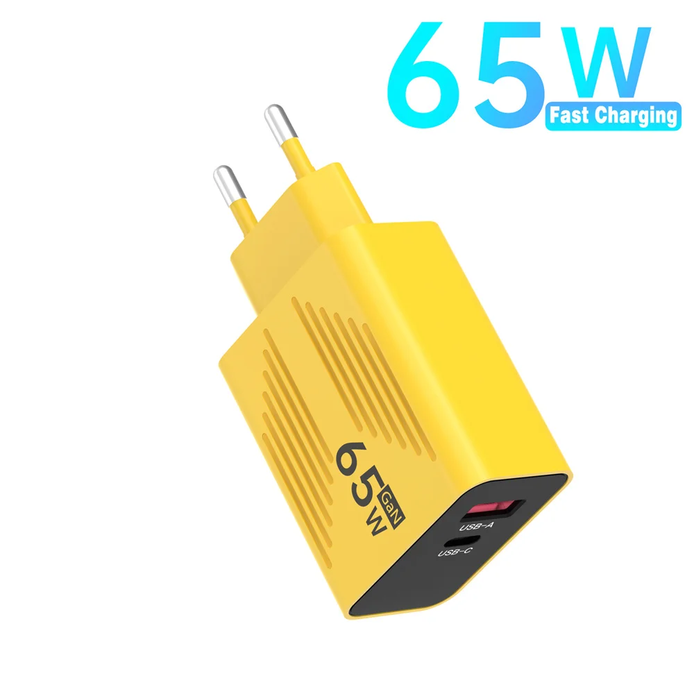 65W GaN USB-C-Ladegerät mit schnellem Laden, PD Quick Charge 3.0 Netzteil für iPhone, Samsung, Xiaomi, Huawei, Wandladegerät