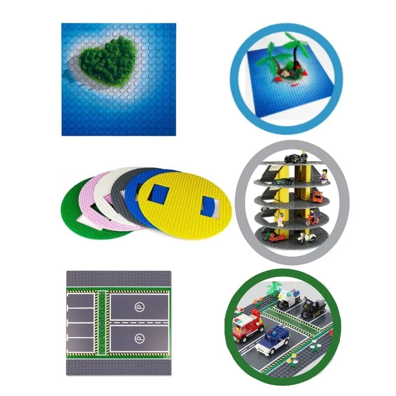 Small Particle Toy Model Heart-shaped Island Double-sided Circular Parking Lot Building Block Toy with Base Plate Accessories