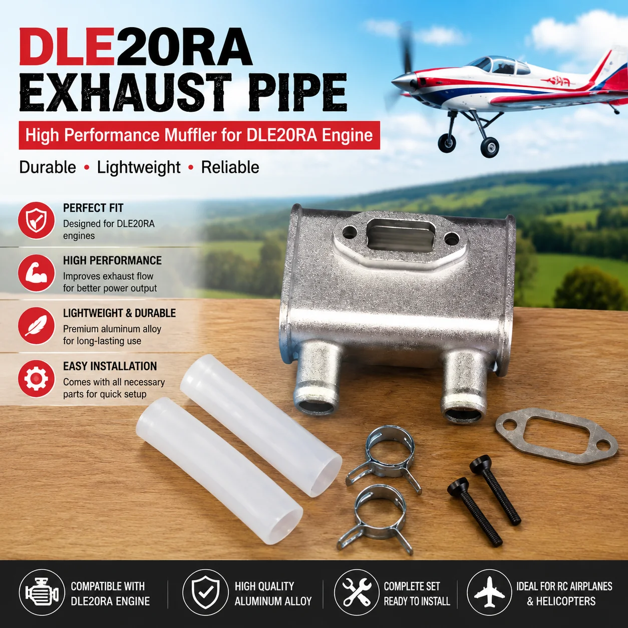 Rc Helicopter Gas - Tuyau d'échappement d'origine DLE20RA pour moteur