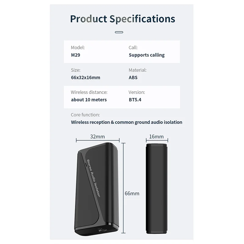 A003 New M29 Audio Ground Isolator 5.4 Bluetooth Receiver Common Ground Noise Filter Stereo Current Noise Eliminator